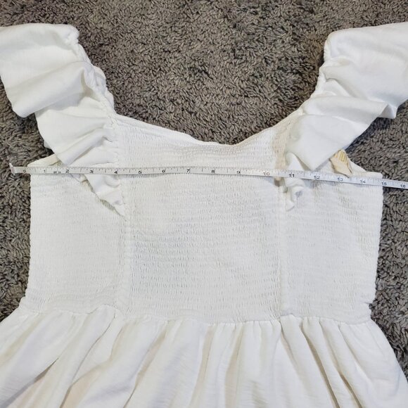 Nation Ltd. White Smocked Ruffle Jenny Tank - Large - Picture 4 of 8